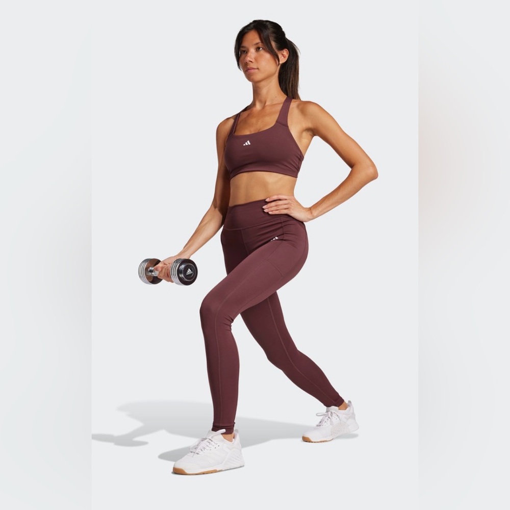 Adidas Girls High-Rise Sport Leggings Size Sm-Chocolate Brown Soft/Comfy NWT🌸